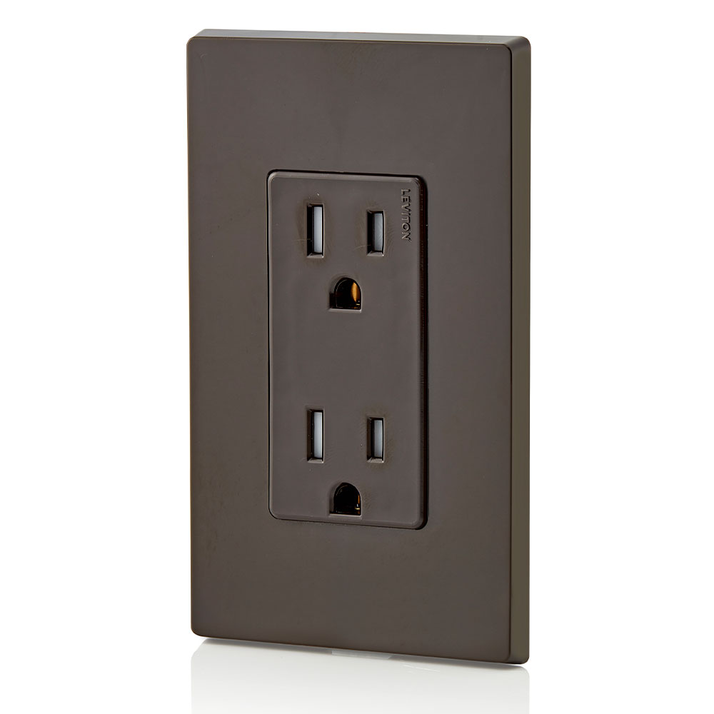 15 Amp Decora Tamper-Resistant Duplex Outlet/Receptacle, Grounding, Brown