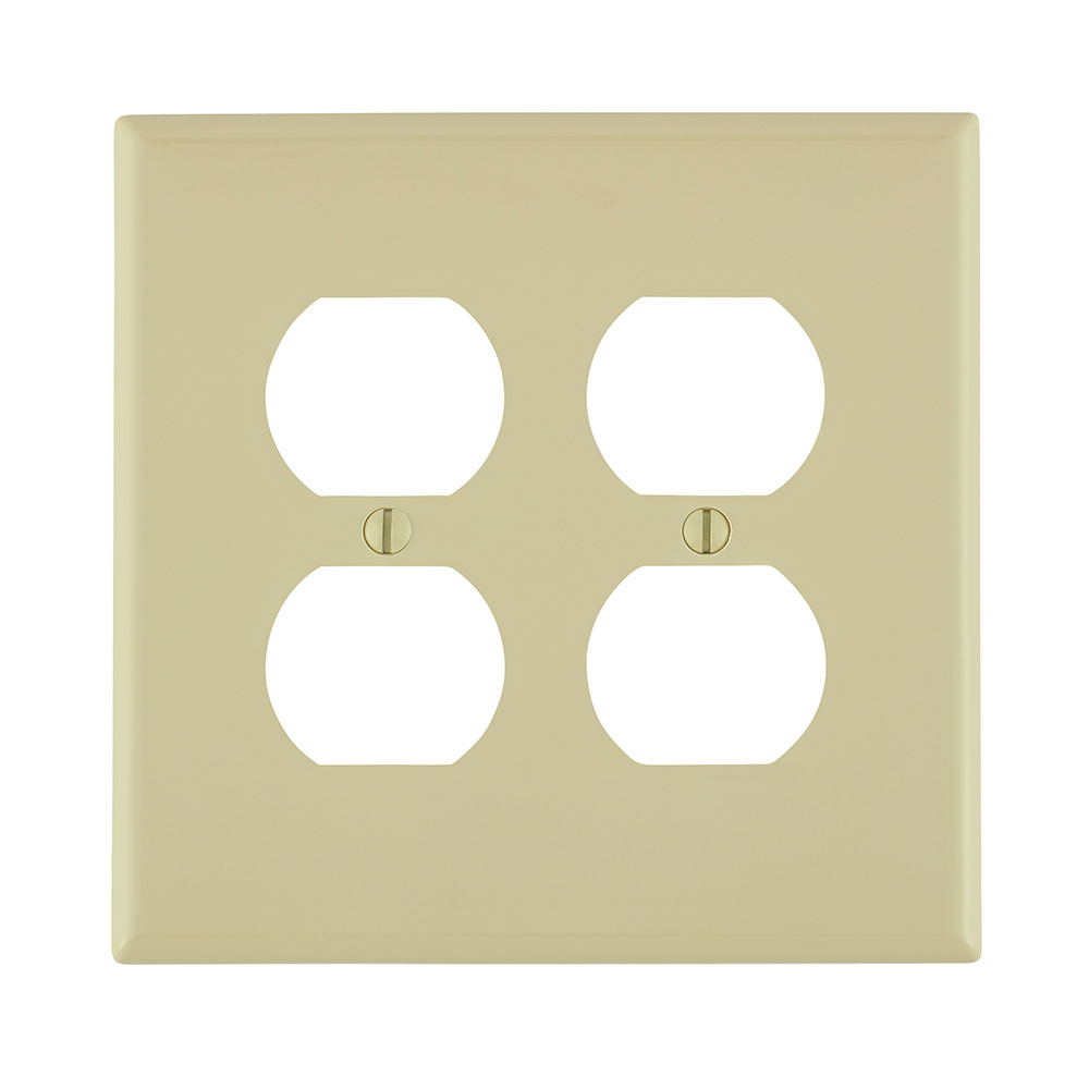 2-Gang Duplex Outlet/Receptacle Wallplate, Midway Size, Thermoplastic Nylon, Ivory