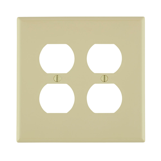 2-Gang Duplex Outlet/Receptacle Wallplate, Midway Size, Thermoplastic Nylon, Ivory