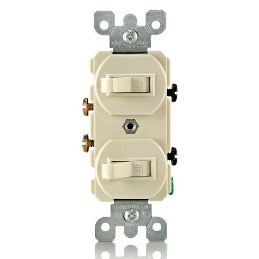15 Amp, 120/277 Volt, Duplex Style Single-Pole / Single-Pole Combination Switch, Ivory