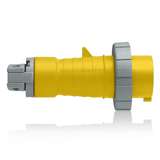 20 Amp, 125 Volt, 2P, 3W, North American-Rated Pin & Sleeve Plug, Industrial Grade, IP67, Watertight, - YELLOW