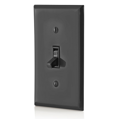 15 Amp Single-Pole Toggle Switch, Grounding, Black