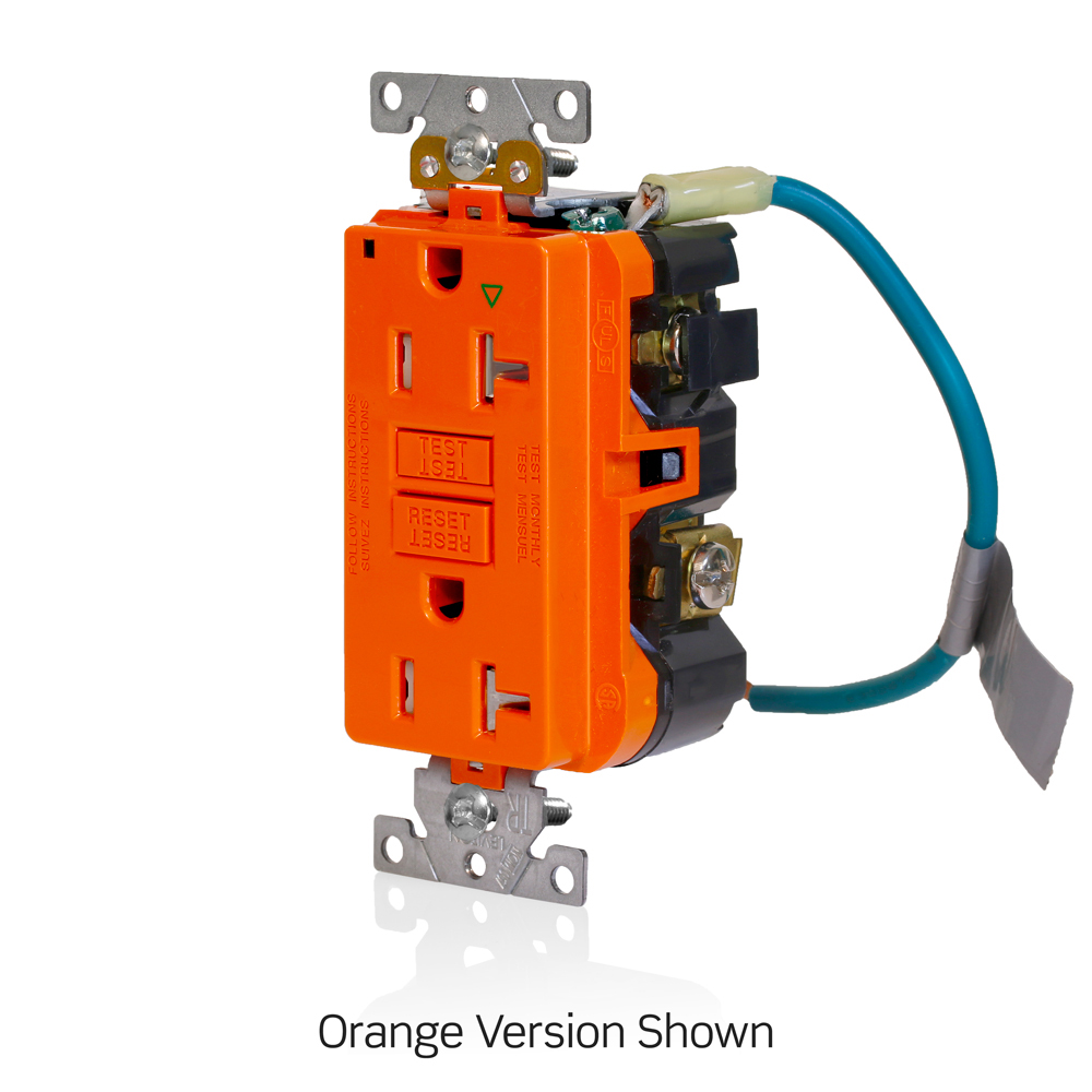 20 Amp SmartlockPro® Isolated Ground GFCI Receptacle/Outlet, Industrial Grade, Tamper-Resistant