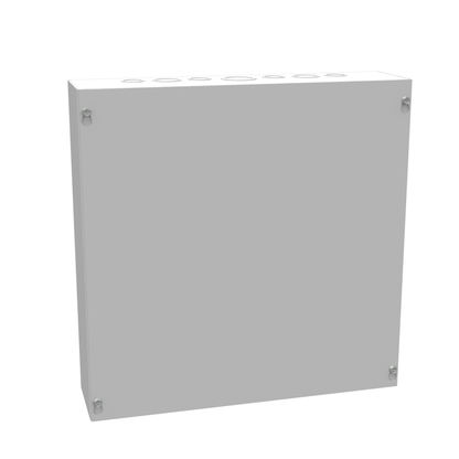 16x4X16 Screw Cover Type 1 UL Steel KOs Gray Cover w/Teardrop Slots Holes In Back