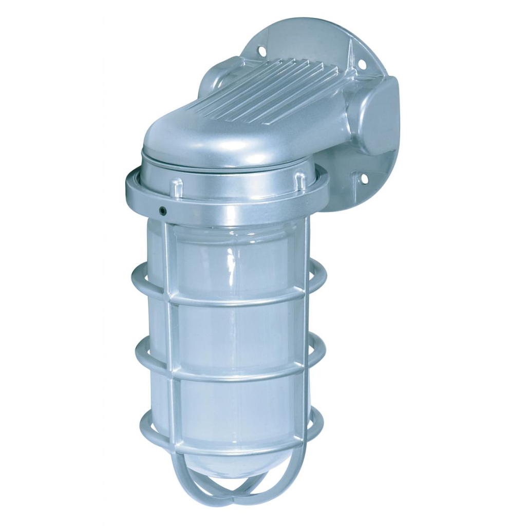 1 Light - 11" Vapor Proof - Wall Mount with Frosted Glass - Metallic Silver Finish