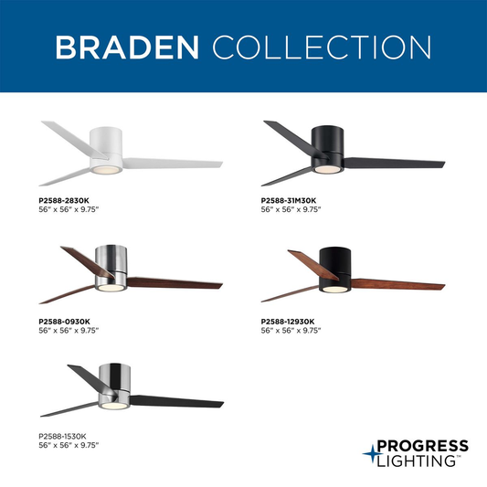 Braden 56inch Indoor Hugger Ceiling Fan