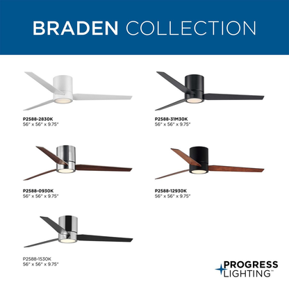 Braden 56inch Indoor Hugger Ceiling Fan