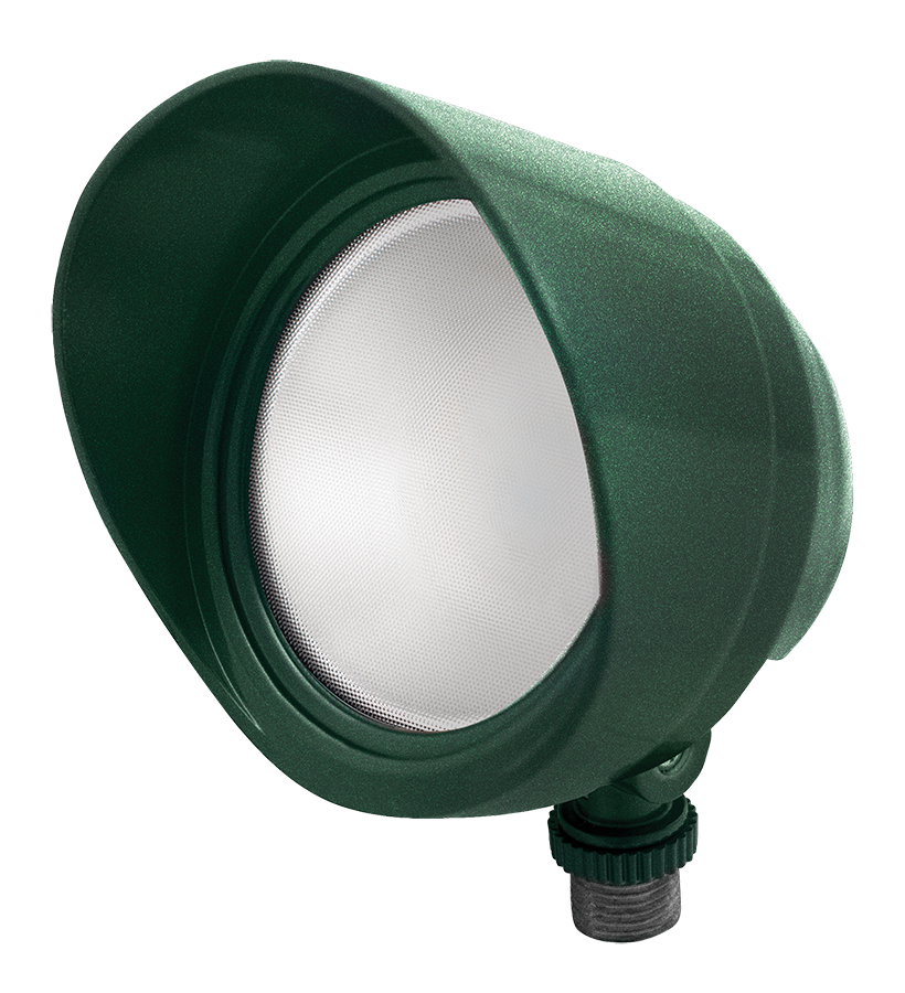 BULLET FLOOD 12W WARM LED 120V W/ HOOD & LENS VERDE GREEN