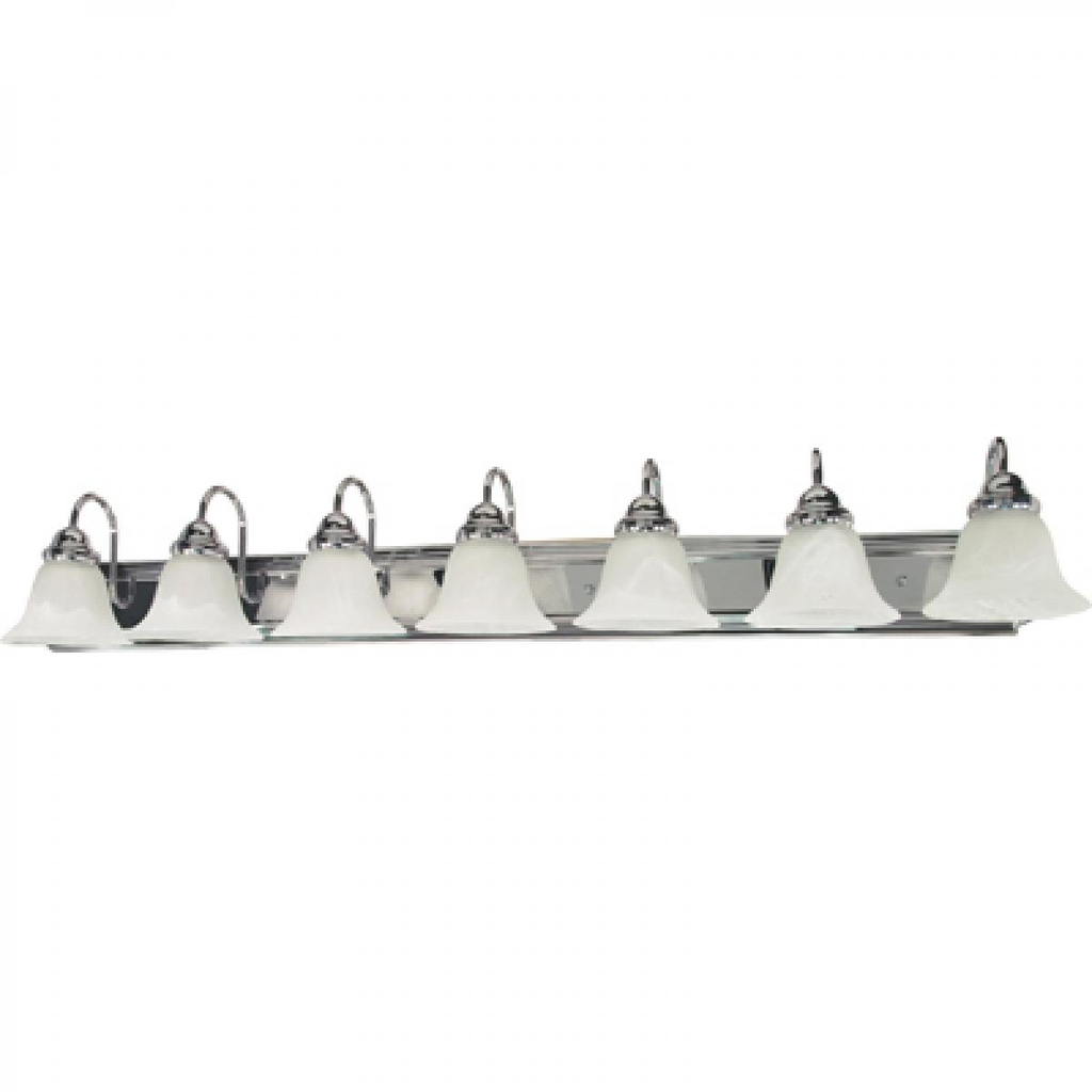 Ballerina - 7 Light 48" Vanity with Alabaster Glass - Polished Chrome Finish