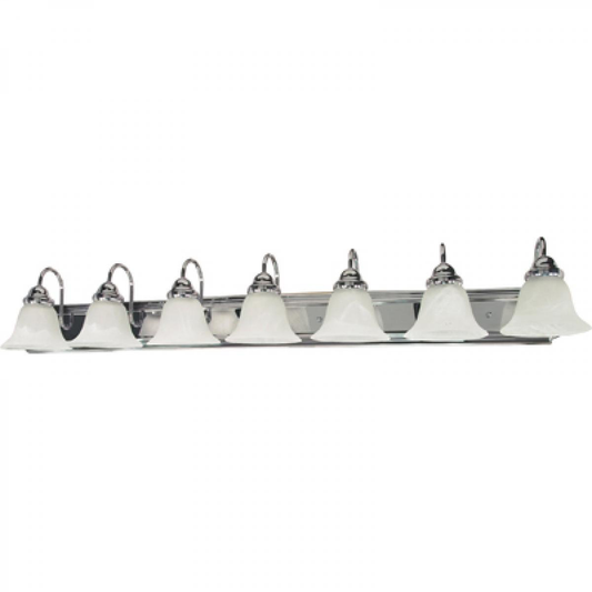 Ballerina - 7 Light 48" Vanity with Alabaster Glass - Polished Chrome Finish