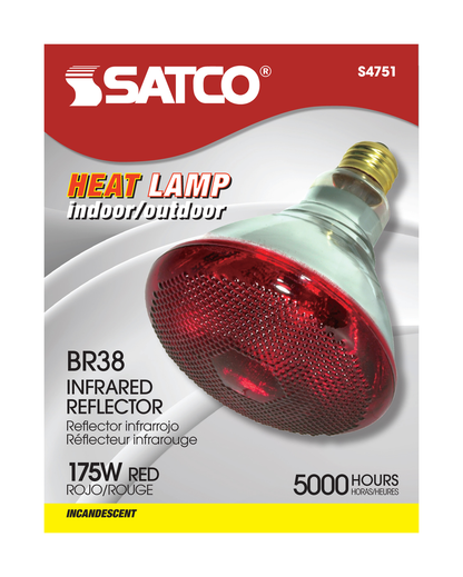 175 Watt BR38 Incandescent; Red Heat; 5000 Average rated hours; Medium base; 120 Volt