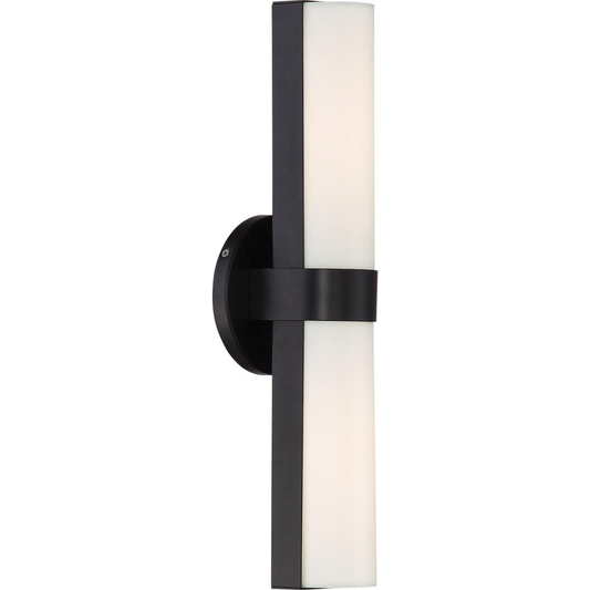 Bond - Double LED Vanity with White Acrylic Lens - Aged Bronze Finish