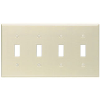 4-Gang Toggle Switch Wallplate, Standard Size, Thermoset, Ivory