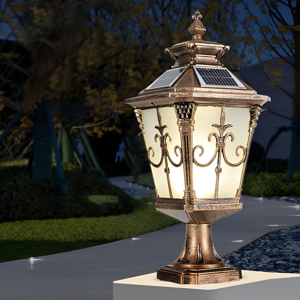 [Open-Box]Retro Pattern Waterproof LED European Style Solar Fence Post Lights