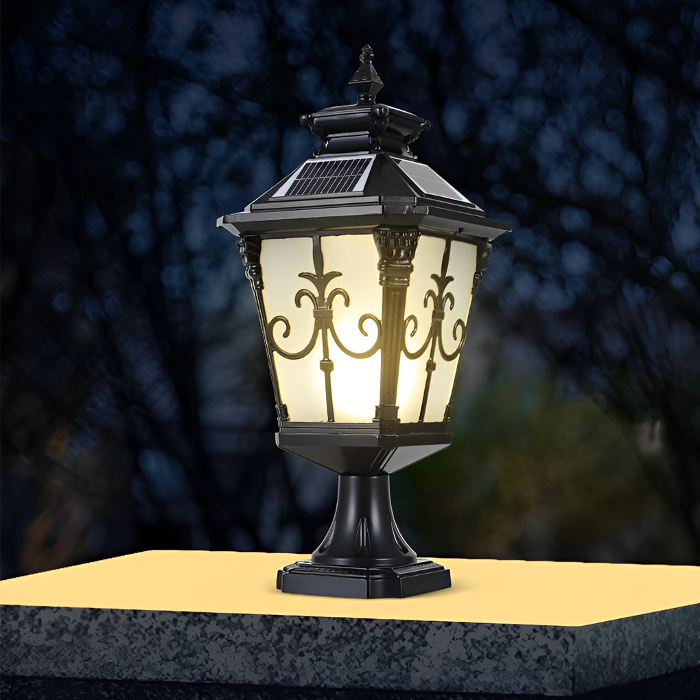 [Open-Box]Retro Pattern Waterproof LED European Style Solar Fence Post Lights