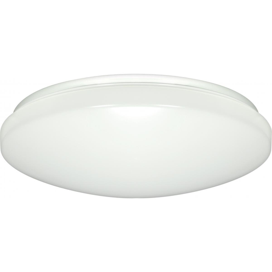 14"- LED Flush with White Acrylic Lens - White Finish - 120-277V