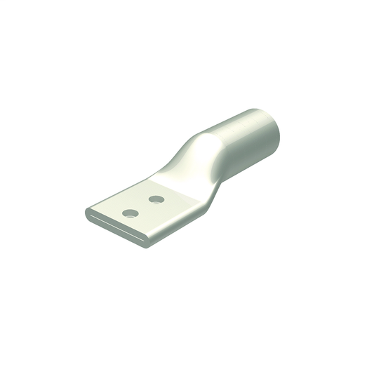 Aluminum Compression Lug, 2 Hole w/o Inspection Window, 300 kcmil, 1/2" Stud, 1-3/4" Stud Hole Spacing, Tin Plated