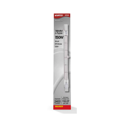 150 Watt; Halogen; T3; Clear; 1500 Average rated hours; 2400 Lumens; Double Ended base; 118mm; 120 Volt