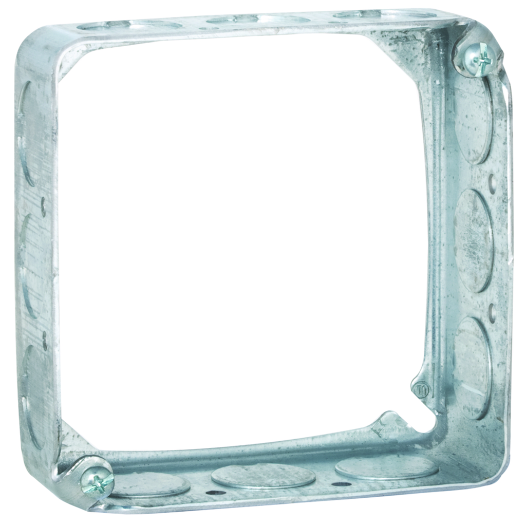 4 in. Square Extension Ring, Drawn, 1-1/2 in. Deep with Twelve 1/2 in. KO's
