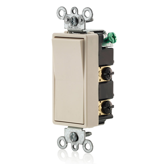 15 Amp Decora Rocker 4-Way Switch, Grounding, Light Almond