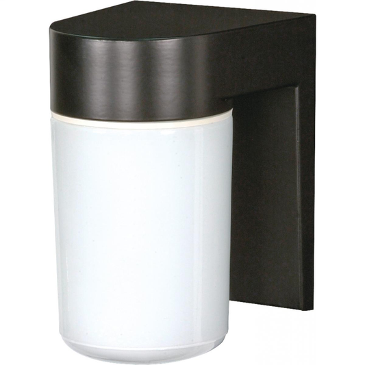 1 Light - 8" Utility Wall with White Glass - Black Finish