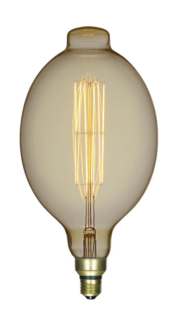 60 Watt BT56 Incandescent vintage style; Amber; 2000 Average rated hours; Medium Base; 120 Volt