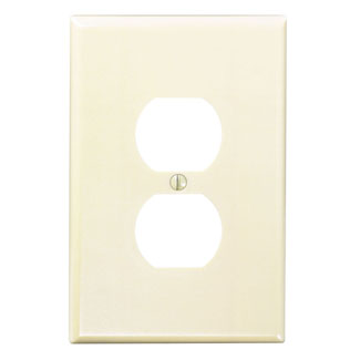 1-Gang Duplex Outlet/Receptacle Wallplate, Oversized, Thermoset, Ivory