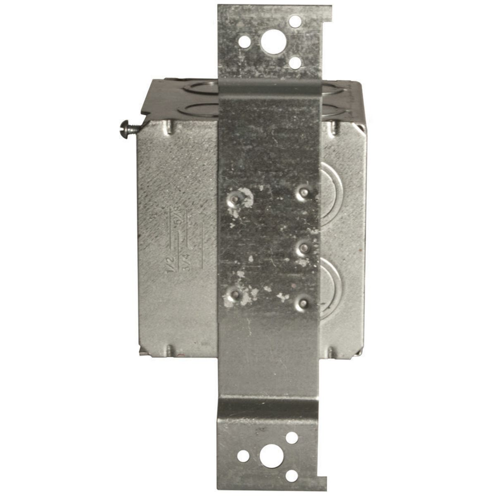3-3/4 in. Square Box, Large capacity, Welded,  3-1/2 in. Deep, Fourteen 1/2  and 3/4 in. Concentric KO's & One 1/2 in. KO, FM Bracket