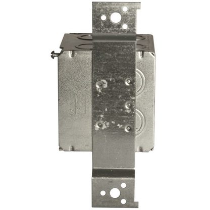 3-3/4 in. Square Box, Large capacity, Welded,  3-1/2 in. Deep, Fourteen 1/2  and 3/4 in. Concentric KO's & One 1/2 in. KO, FM Bracket