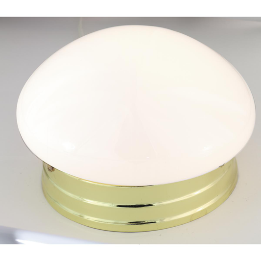 1 Light - 8" Flush with White Glass - Polished Brass Finish