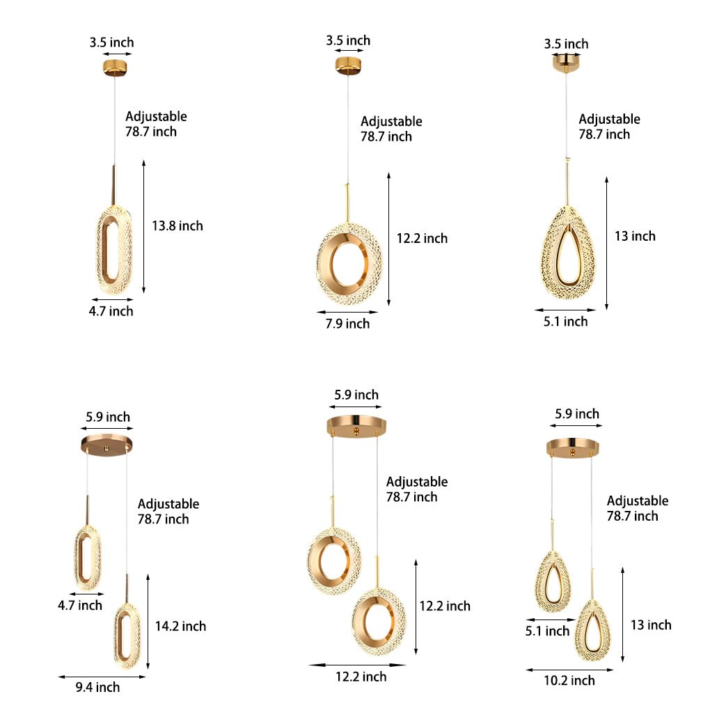 [Open-Box] Circle Water Drop Minimalist Three Step Dimming LED Modern Pendant Lights