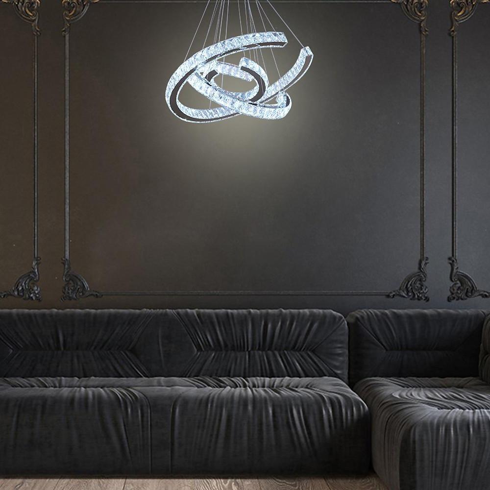 Wave LED Crystal Stainless Steel Ceiling Lights Chandeliers