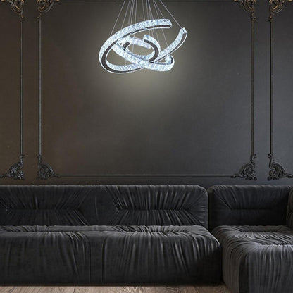 Wave LED Crystal Stainless Steel Ceiling Lights Chandeliers