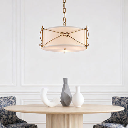 White Drum Pendant Light with a Polished Gold Stylish Ceiling Light