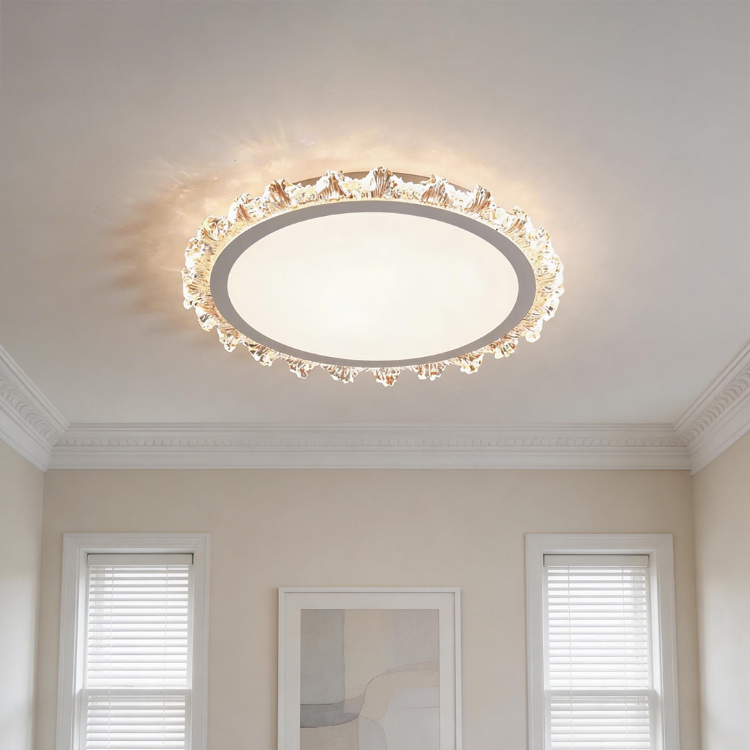 White Round LED Ceiling Light French Full Spectrum Ultra-Thin Flush Mount Light
