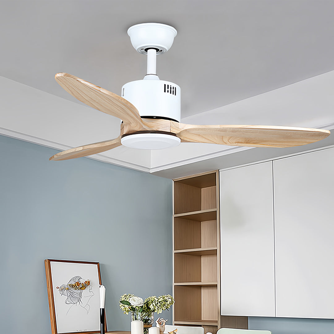 Wooden Ceiling Fan with Light Quiet Dc Motor Flush Mount Fandelier