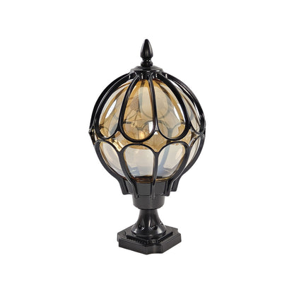 [Open-Box]Outdoor Globe Pillar Lights Retro Glass Globe Copper Fence Post Light