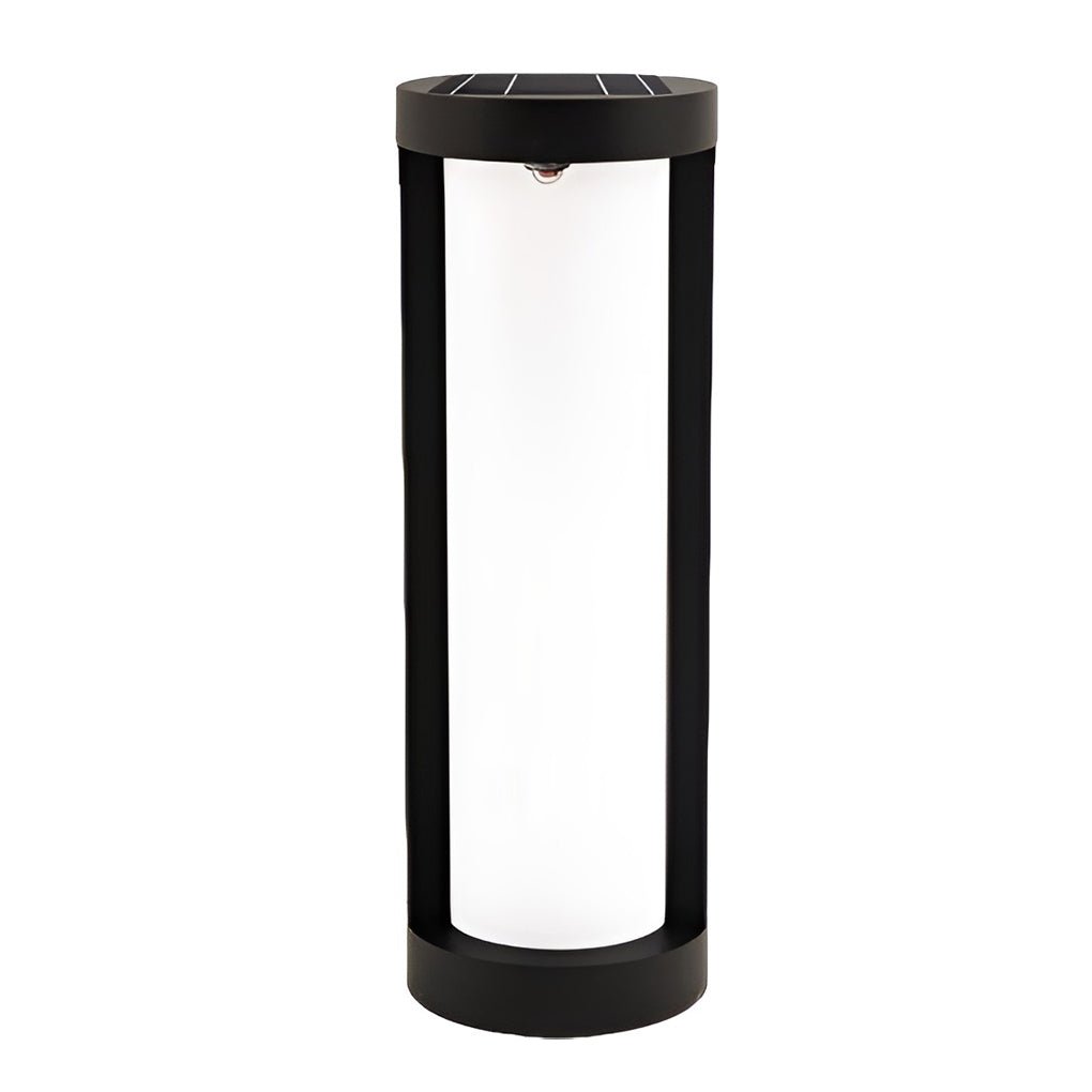 [Open-Box] Black Cylindrical LED Pathway Bollard Lights Solar and Wired Outdoor Lighting Solutions