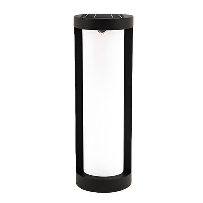 [Open-Box] Black Cylindrical LED Pathway Bollard Lights Solar and Wired Outdoor Lighting Solutions