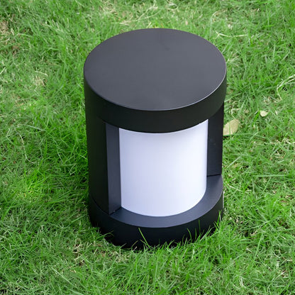 [Open-Box] Black Cylindrical LED Pathway Bollard Lights Solar and Wired Outdoor Lighting Solutions