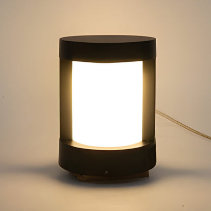 [Open-Box] Black Cylindrical LED Pathway Bollard Lights Solar and Wired Outdoor Lighting Solutions