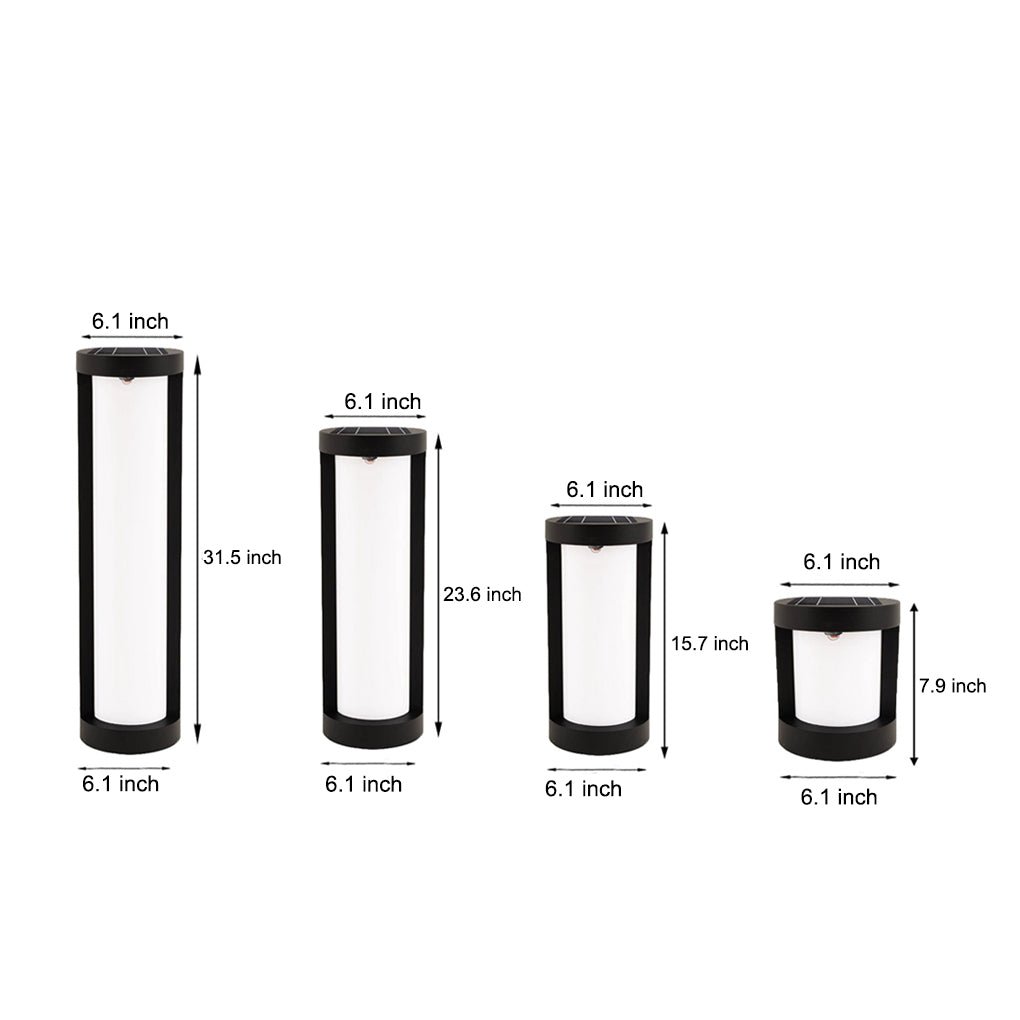 [Open-Box] Black Cylindrical LED Pathway Bollard Lights Solar and Wired Outdoor Lighting Solutions