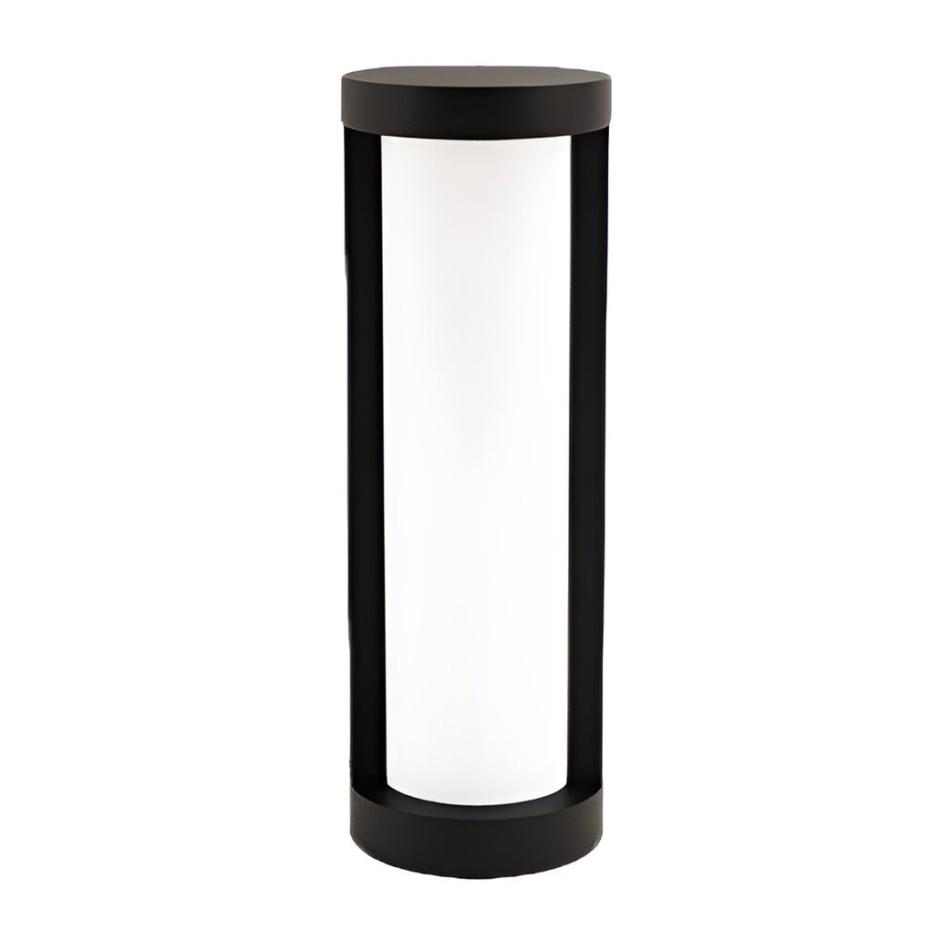 [Open-Box] Black Cylindrical LED Pathway Bollard Lights Solar and Wired Outdoor Lighting Solutions