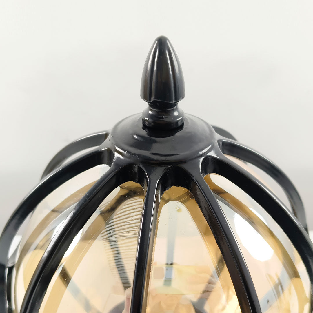 [Open-Box]Outdoor Globe Pillar Lights Retro Glass Globe Copper Fence Post Light