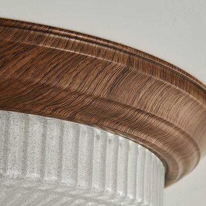 Vintage Art Deco Flush Mount Ceiling Light Full-Spectrum Walnut Light