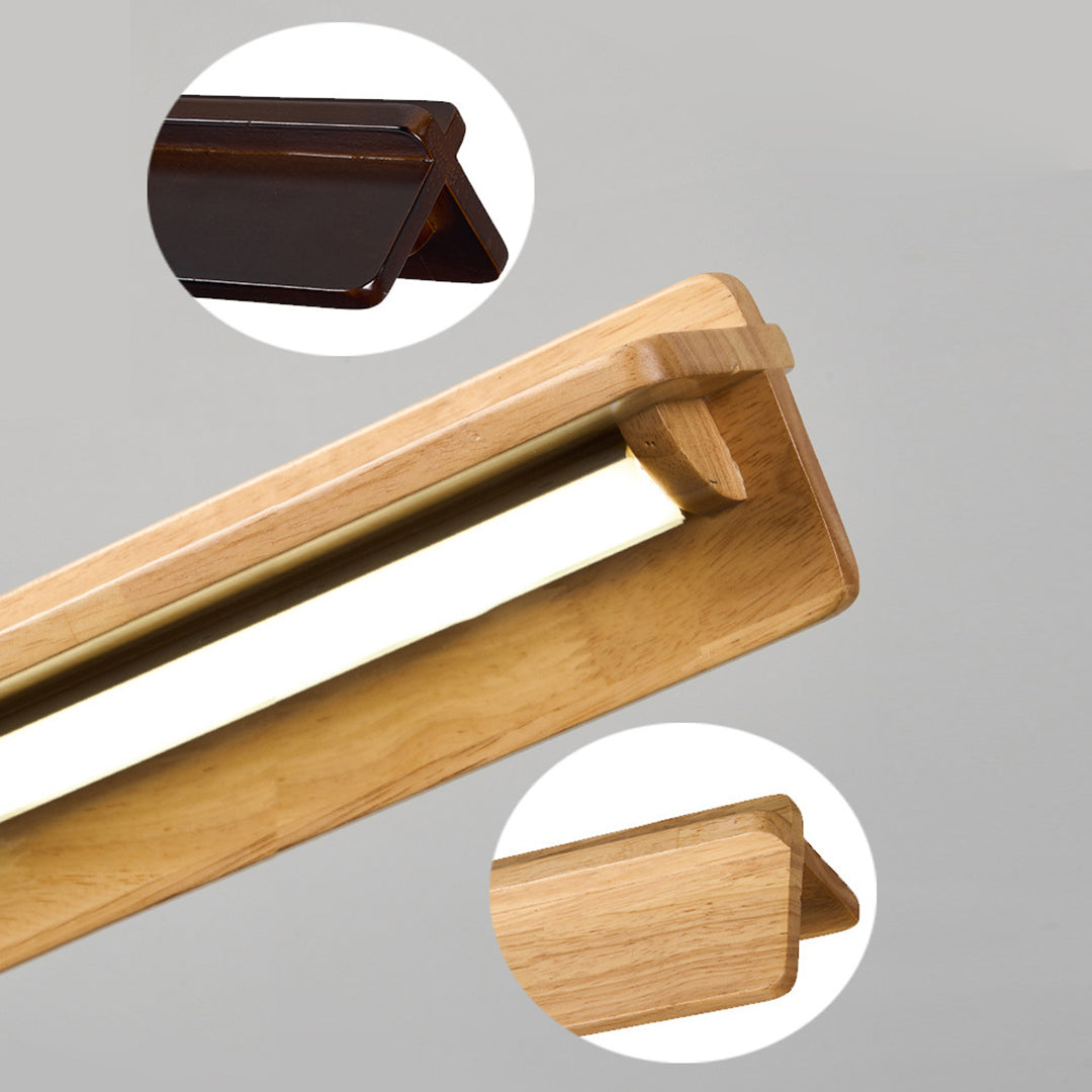 Wood Pendant Lights White PVC Shade Linear Long Strip Ceiling Light