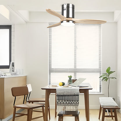 Wooden Ceiling Fan with Light Quiet Dc Motor Flush Mount Fandelier