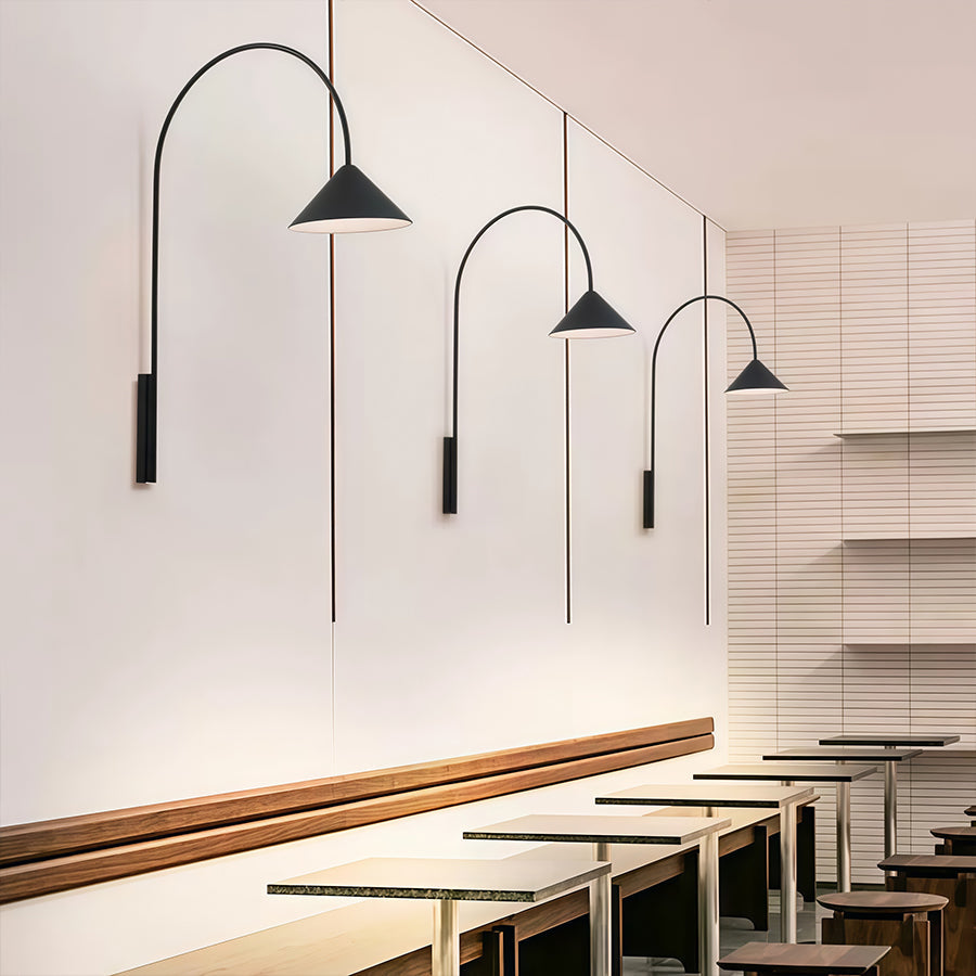 Wall Arm Light Creative Black Long Rod Decorative Iron Art Lamp