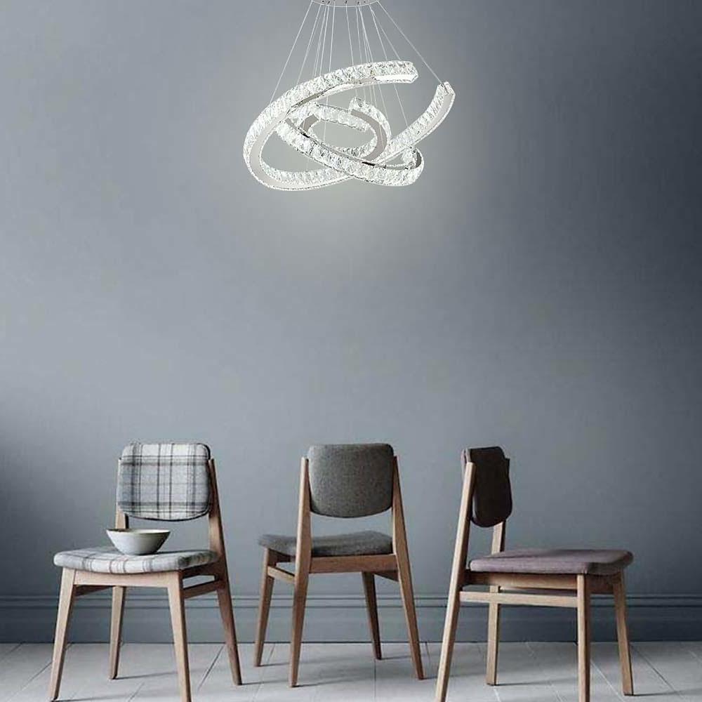 Wave LED Crystal Stainless Steel Ceiling Lights Chandeliers