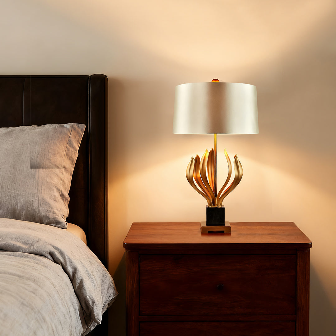 Vintage Metal Table Lamps Creative Fabric Shade Nightstand Lamp